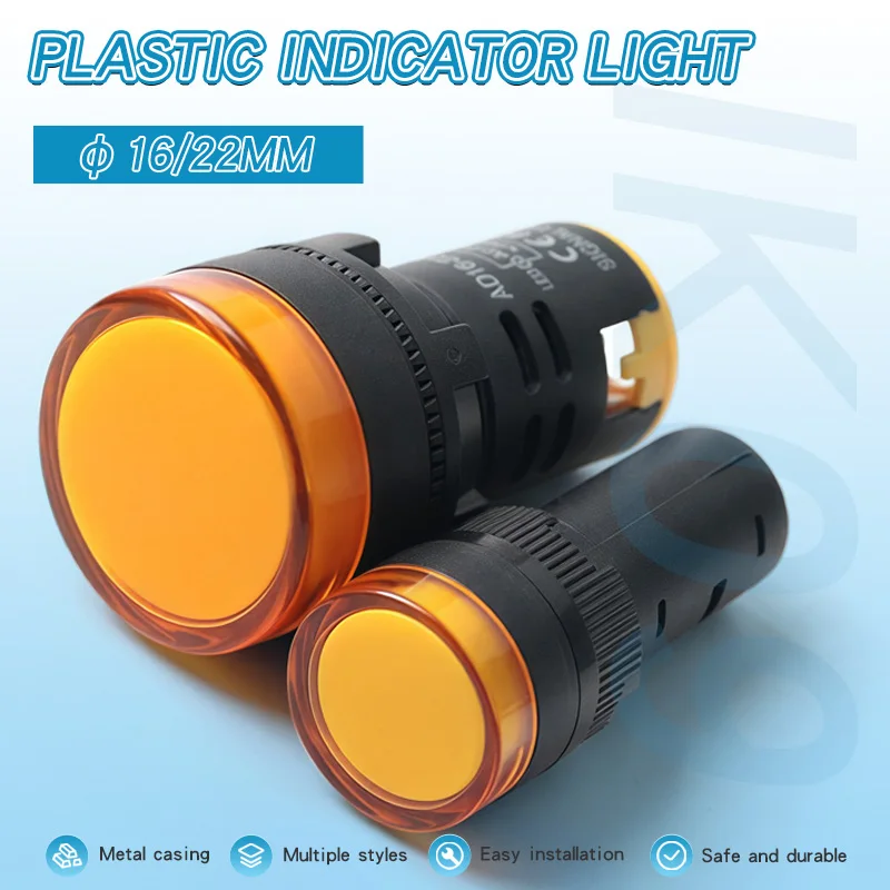Wholesale AD16-22DS LED Blue Plastic 22mm Waterproof Pilot Lamp 220V IP65 Control Panel Indicator Light