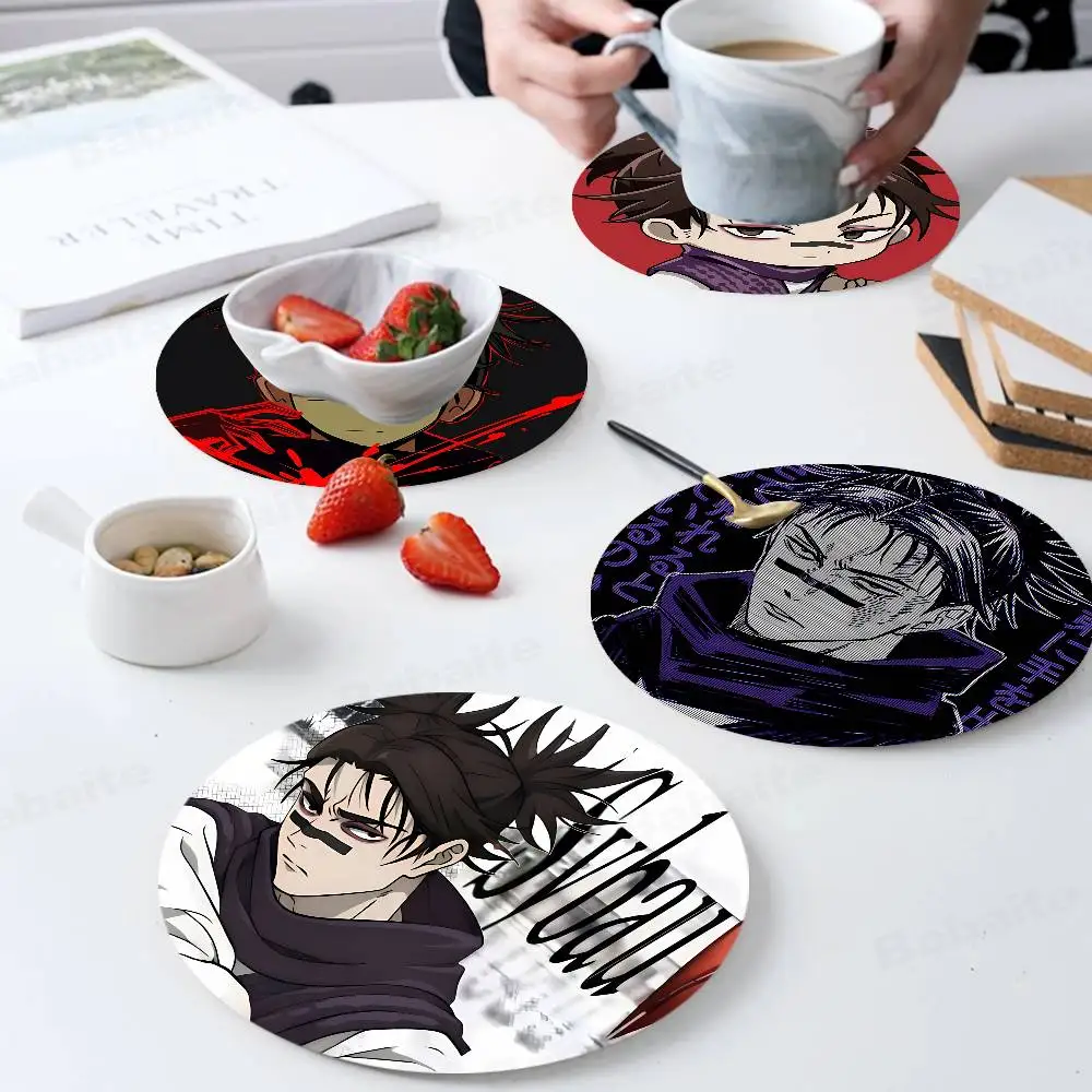 Choso Jujutsu Kaisen Anime Retro Wooden Cup Mats Elements Colour Printing Cup Coasters Home Kitchen Decora Gifts