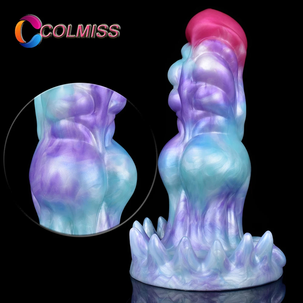 COLMISS ซิลิโคน Dildo หนาอนุภาคยื่นออกมากระตุ้น Big Bad Dragon Dildos Monster Anal เสียบต่อมลูกหมากนวดเพศของเล่น