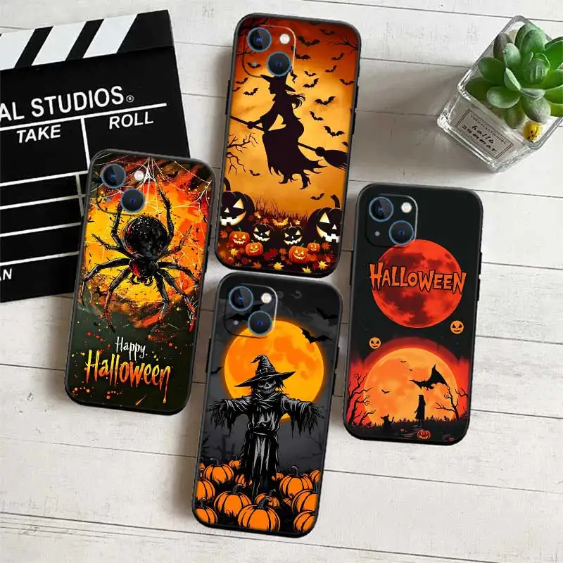 PU22 Happy Halloween Haunting Phone Case for Samsung Galaxy S20 S21 S22 Ultra FE Plus A21S A22 A24 A25 A26 A30 A30S A31
