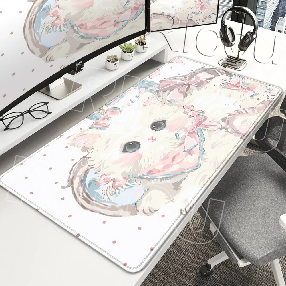 New Design Red Pretty Kitten Mousepad Office Pc Accessory Desk Mat E-sports Carpet Notebook Gaming Keyboard Decoration Desk Mats