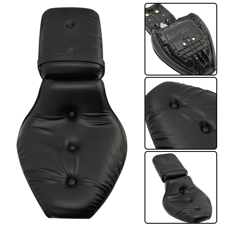 

Motorcycle Black PU Leather Two Up Driver Front Rear Passenger Seat For Honda Steed 400 600 VLX400 1996-2008