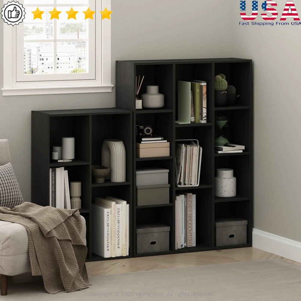 

11-Cube Reversible Open Shelf Bookcase Durable Composite Wood Storage Solution Versatile Display Living Room Bedroom Home Decor