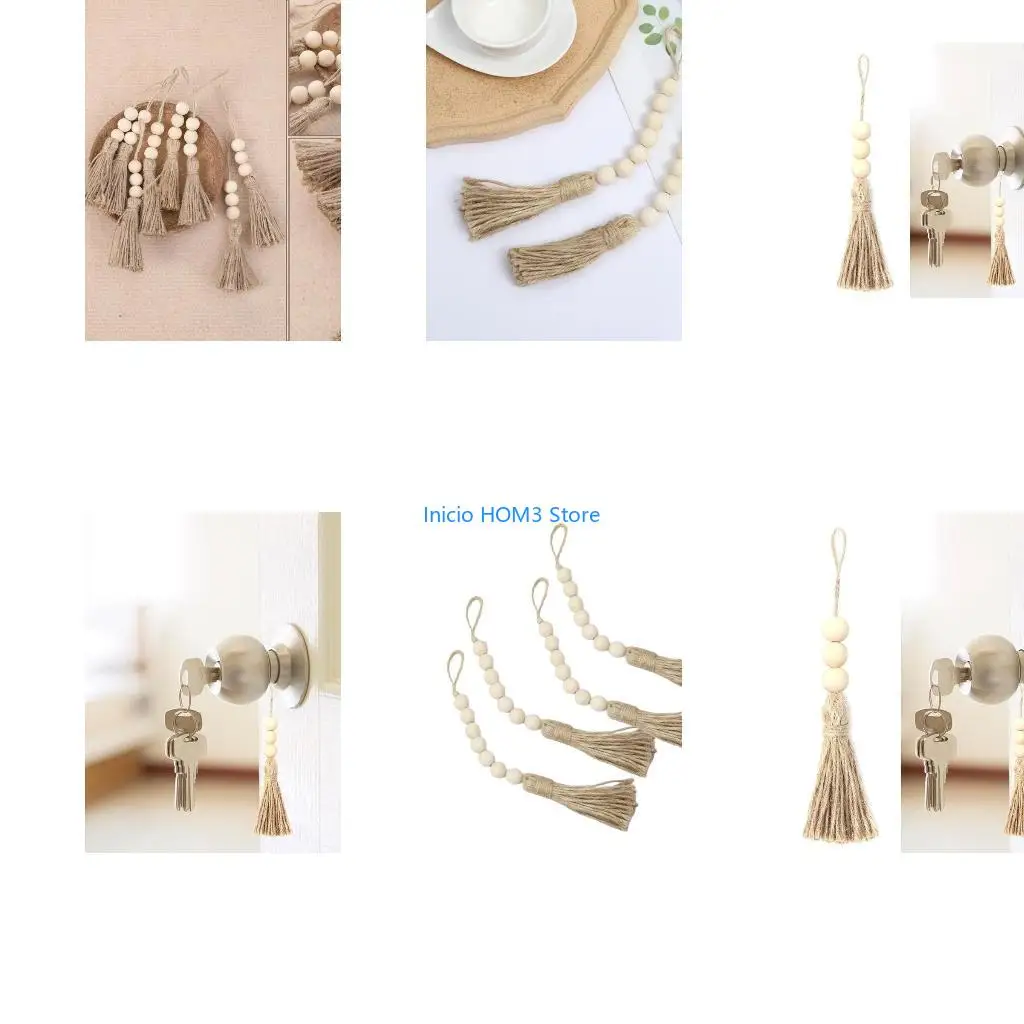 A5YD Beads Garlands Farmhouses Wall Hangings Home Decorations DIY Handmade Garlands Wall Tassels Beads Pendants