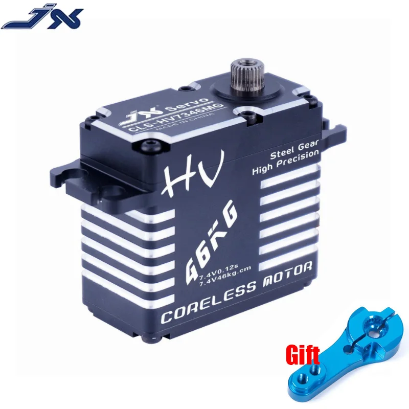 Jx CLS-HV7346MG 46KG กันน้ํา HV เหล็กเกียร์ CNC อลูมิเนียม Coreless Servo สําหรับเฮลิคอปเตอร์