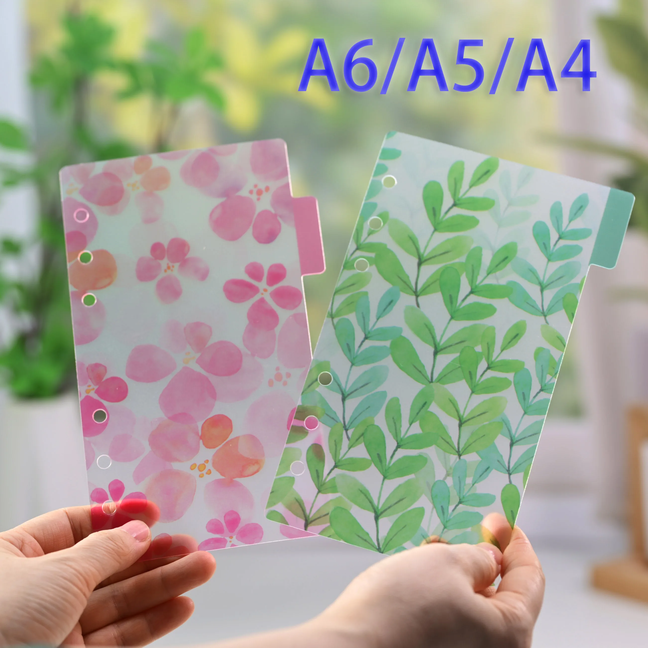 6Pcs Floral Dividers for 6 Ring Binder, Watercolor Plant Printed PVC Index Divider Tabs, A4/A5/A6 Loose Leaf Planner Separator P