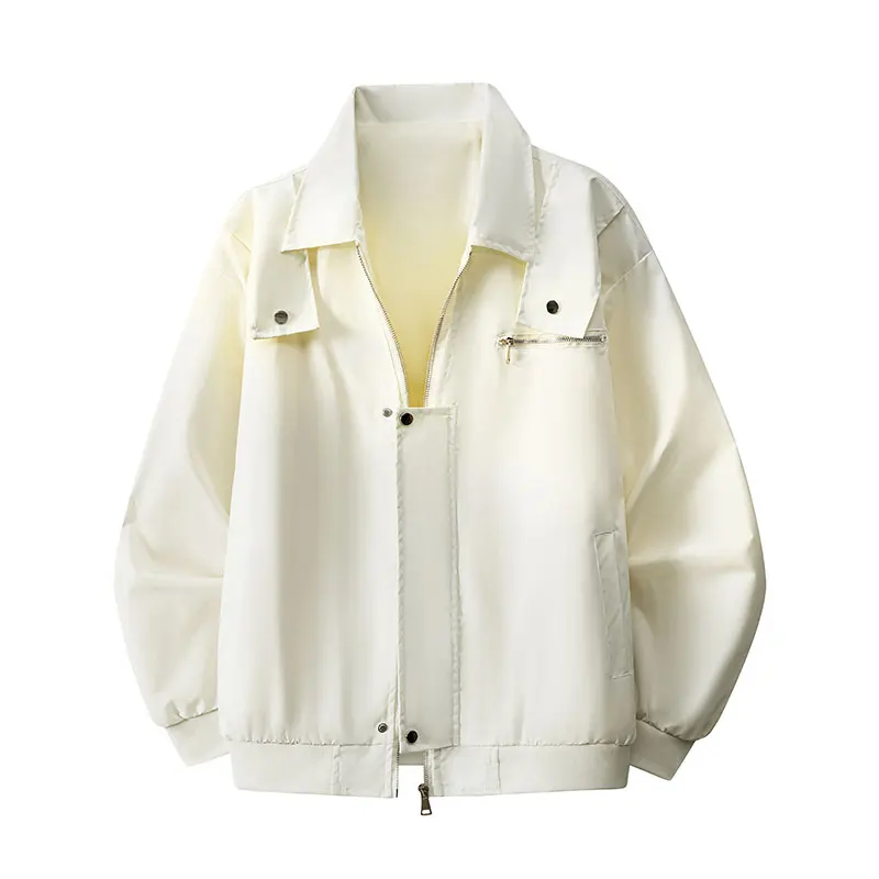 

Retro American Sle Men's Jaet Spring Autumn New Faion Pilot Collar Baseball orm High Sensation Polyester Fiber
