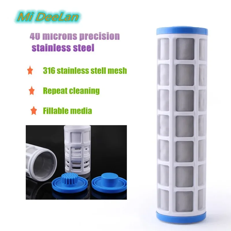 ステンレス鋼線メッシュ浄水器、挿入カートリッジ、ハウジング水フィルターアクセサリー、10 "プレフィルターコア、40スロット