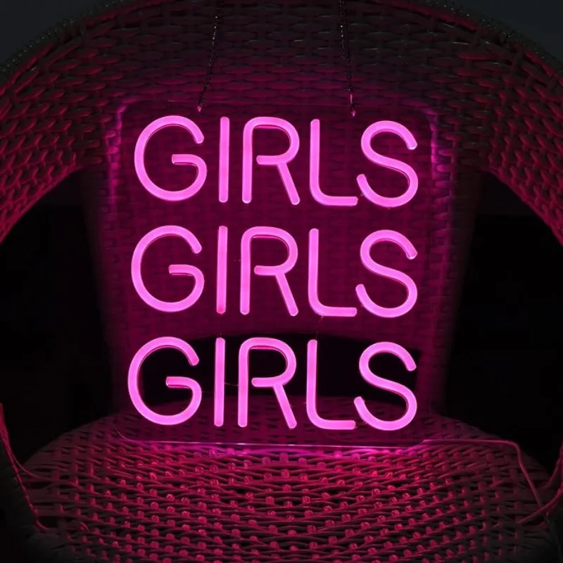 Girls Girls Girls Neon Signs Home Art Neon Light LED Neon Lights for Girl Bedroom Office Hotel Pub Cafe Man Cave Wall Sign Decor