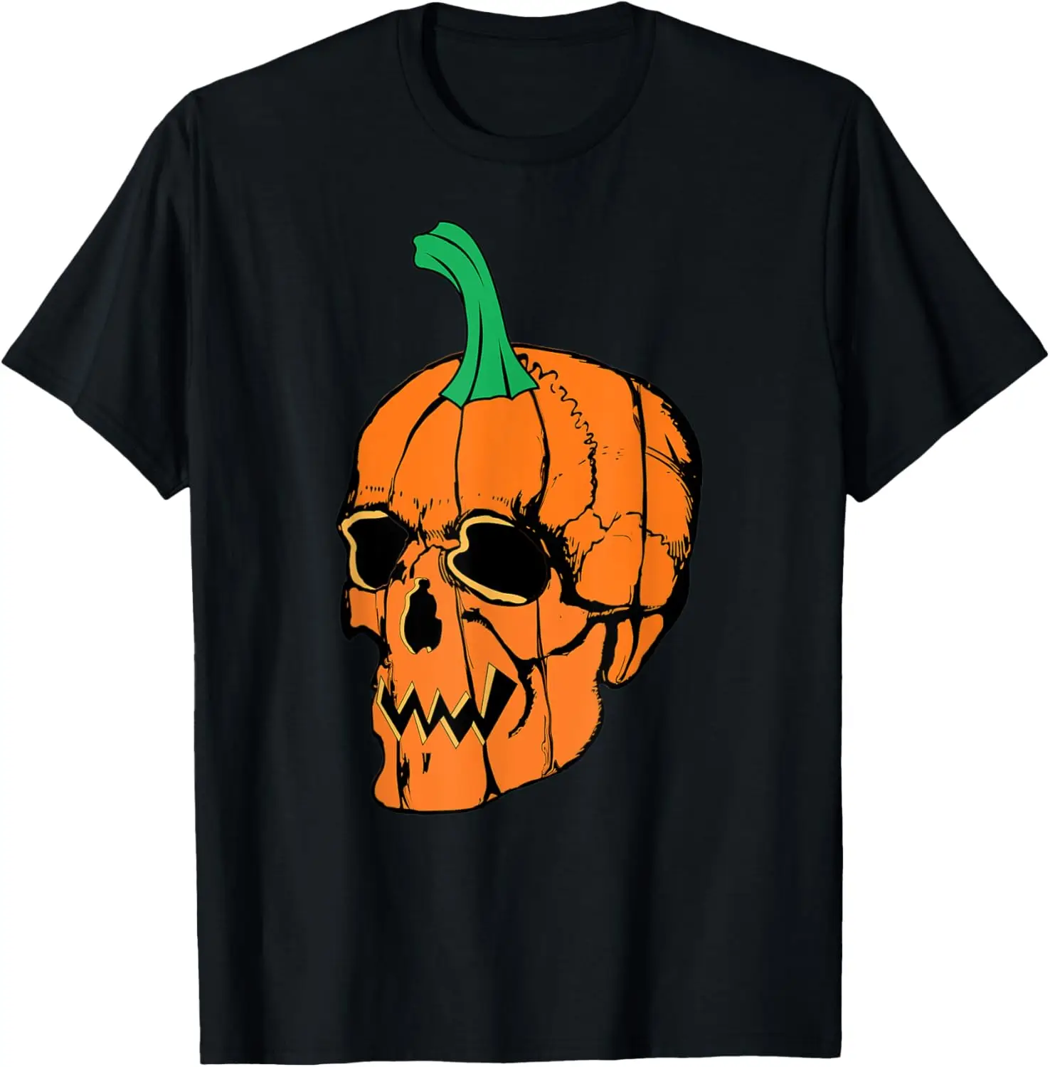 

Vintage Pumpkin Skull Horror Scary Halloween Funny Costume T-Shirt