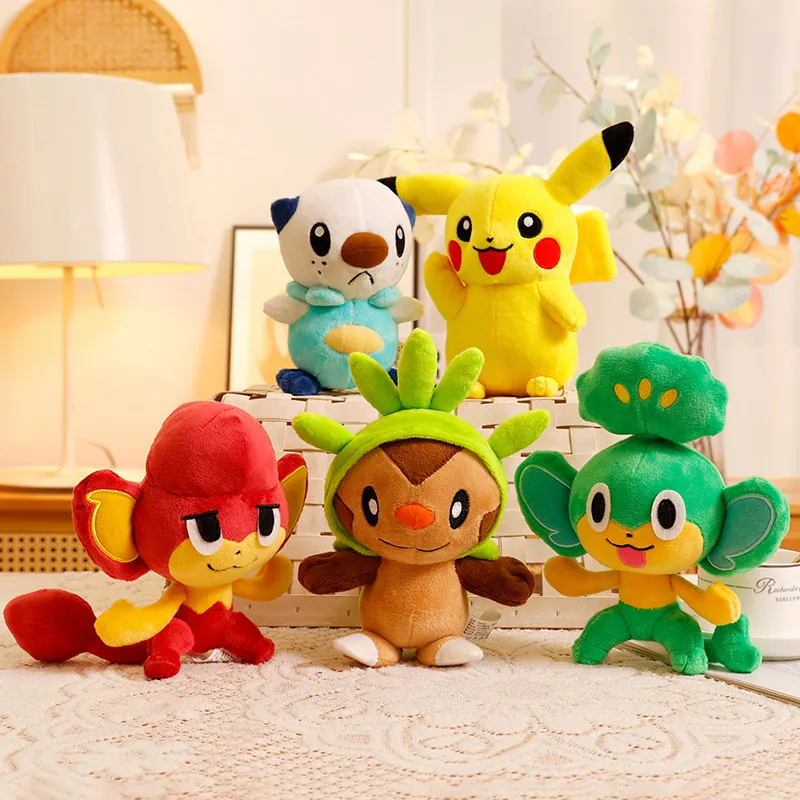 20cm Cartoon Pokemon Plush Toy Kawaii Pansear Pansage Pikachu Oshawott Doll Lovely Stuffed Anime Chespin Plushies Xmas Gifts