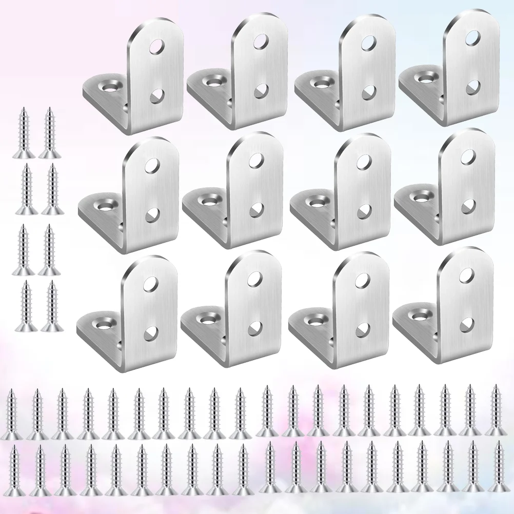 

12 PCS Stainless Steel Corner Code Furniture Fixing Angle Bracket Plate Accessories Reinforcement Chairs Fixed Straight