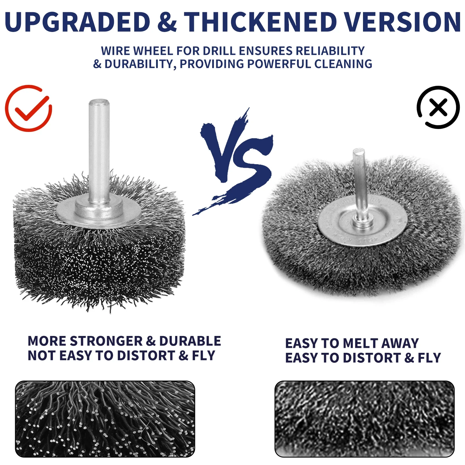 Ruota per spazzole metalliche da 2 "Alta durezza 50mm Utensile rotante per lucidatura in acciaio inossidabile per la rimozione della ruggine Levigatura dei bordi Sbavatura 2025