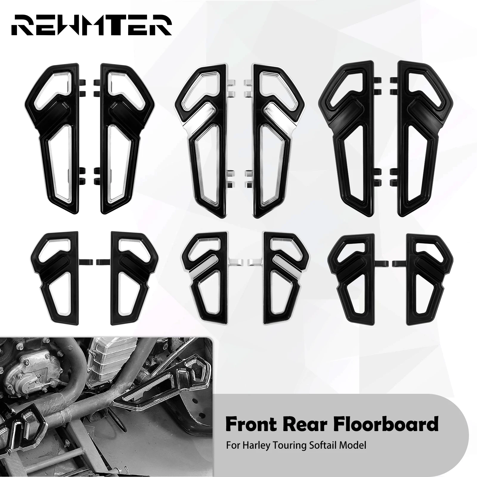 Motorcycle Front Rear Footpegs Driver Rider Footboard Passenger Pedal Floorboard For Harley Touring Road King Glide FLTR Softail