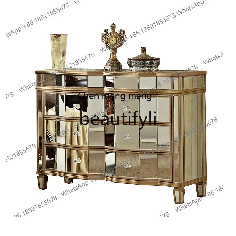 GMirror porch foyer partition locker decorative cabinet European side cabinet mirror