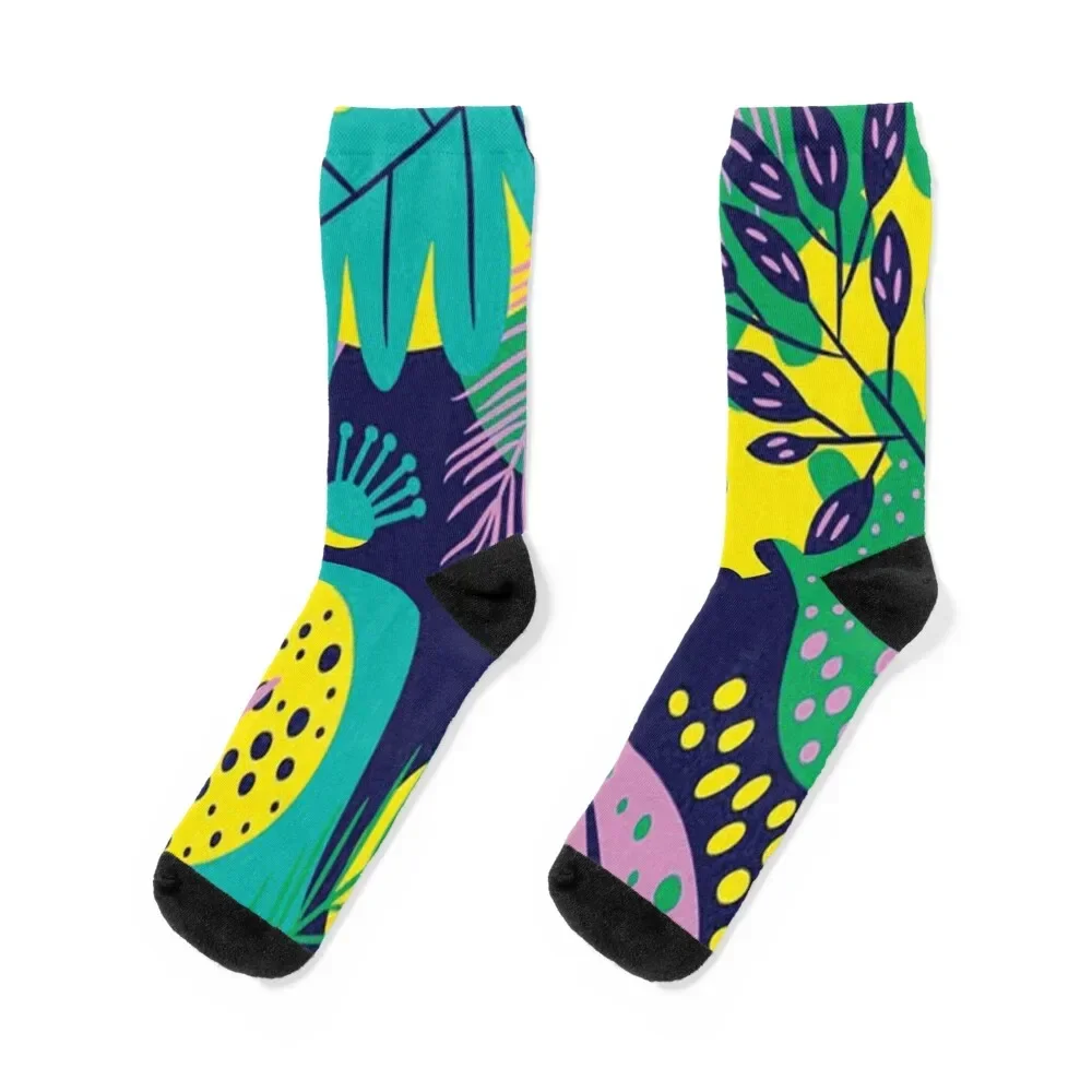 

Green Neon Abstract Leaves Socks christmas stocking moving stockings crazy ankle Boy Socks Women's