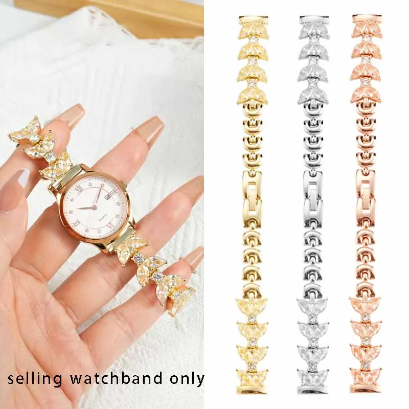 

Fashion women's wristband for Feiyada Weilu Shi LA805006 gold stainless steel watch with flower language inlaid diamond women's