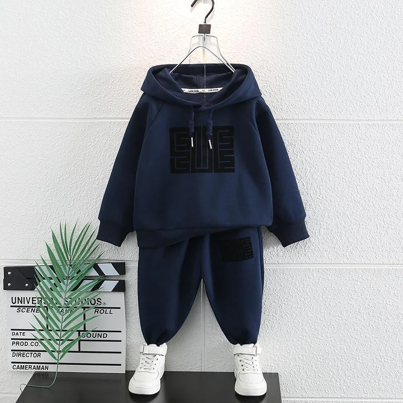 Boys Suit Sweatshirts +Pants Cotton 2Pcs/Sets 2023 Brown Spring Autumn Sportswear  Outfits Outdoors Thicken Children Clothing