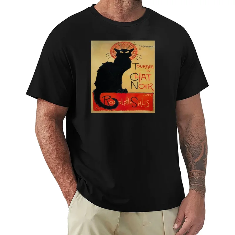 Tournee du Chat Noir' by Theophile Steinlen (Reproduction) T-Shirt plus size tops anime clothes oversized t shirt men