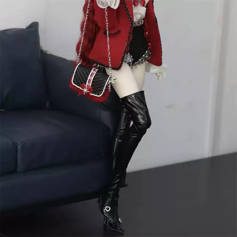 D09-P796 children handmade toy 1/3 DD big girl XAGA AS SD16 BJD/SD Doll shoes Lacquer leather long leg high-heeled boots 1pair