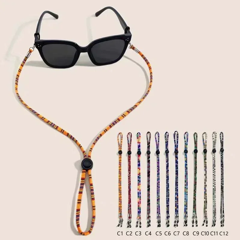 調節可能な滑り止めメガネロープ,ボヘミアンコード綿,伸縮性のあるポリエステルネックストラップ,ファッション