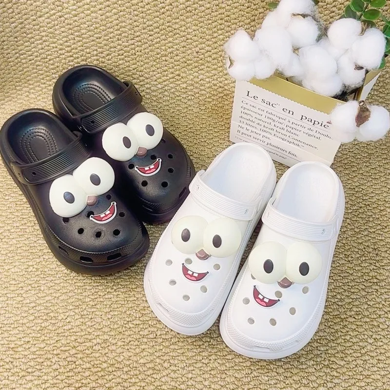 4PCS Kreativität Schuh Charms für Clogs Set Zubehör Loch Schuh Schnalle Cartoon Lustige Große Augen Mund DIY 3D Schuhe dekorationen