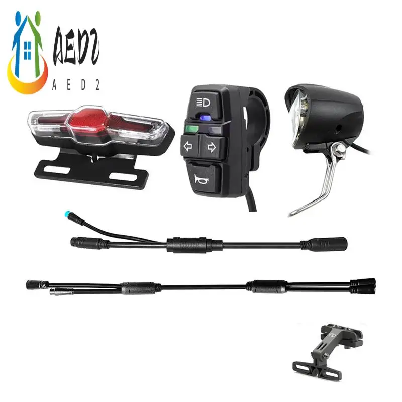

AED2-комплект фар и задних фонарей для электрического велосипеда, водонепроницаемый переключатель поворота DK336 для 8-контактного 9-контактного контроллера, простой в использовании