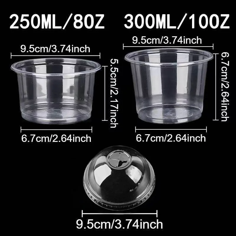 50PCS Disposable Plastic Dessert Cups with Dome Lids Transparent Dessert Bowls Ice Cream Fruit Cake Pudding Yogurt Snack Cups