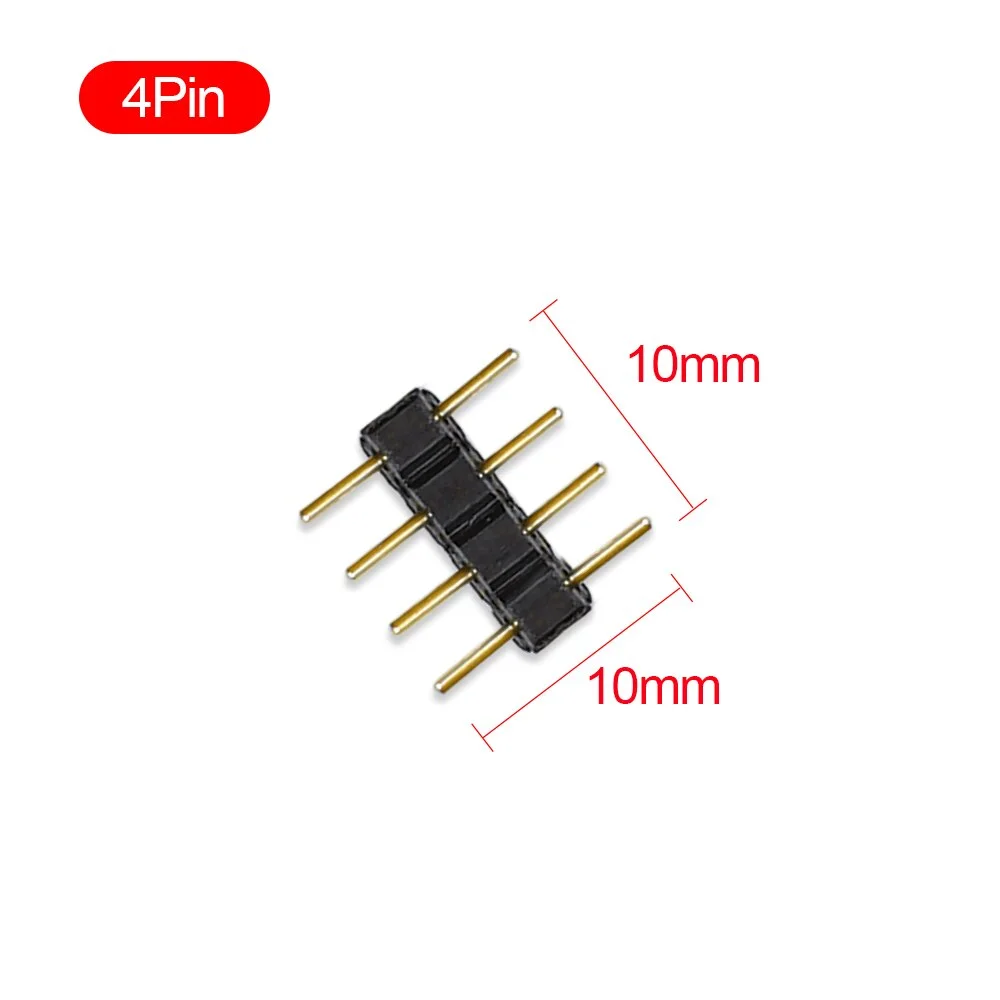 LED Connector Adapter 4Pin 5Pin Needles Male Type Double 4 Pin RGB/5 Pin RGBW RGBWW Connector For 3528 5050 Led Strip Light 10MM