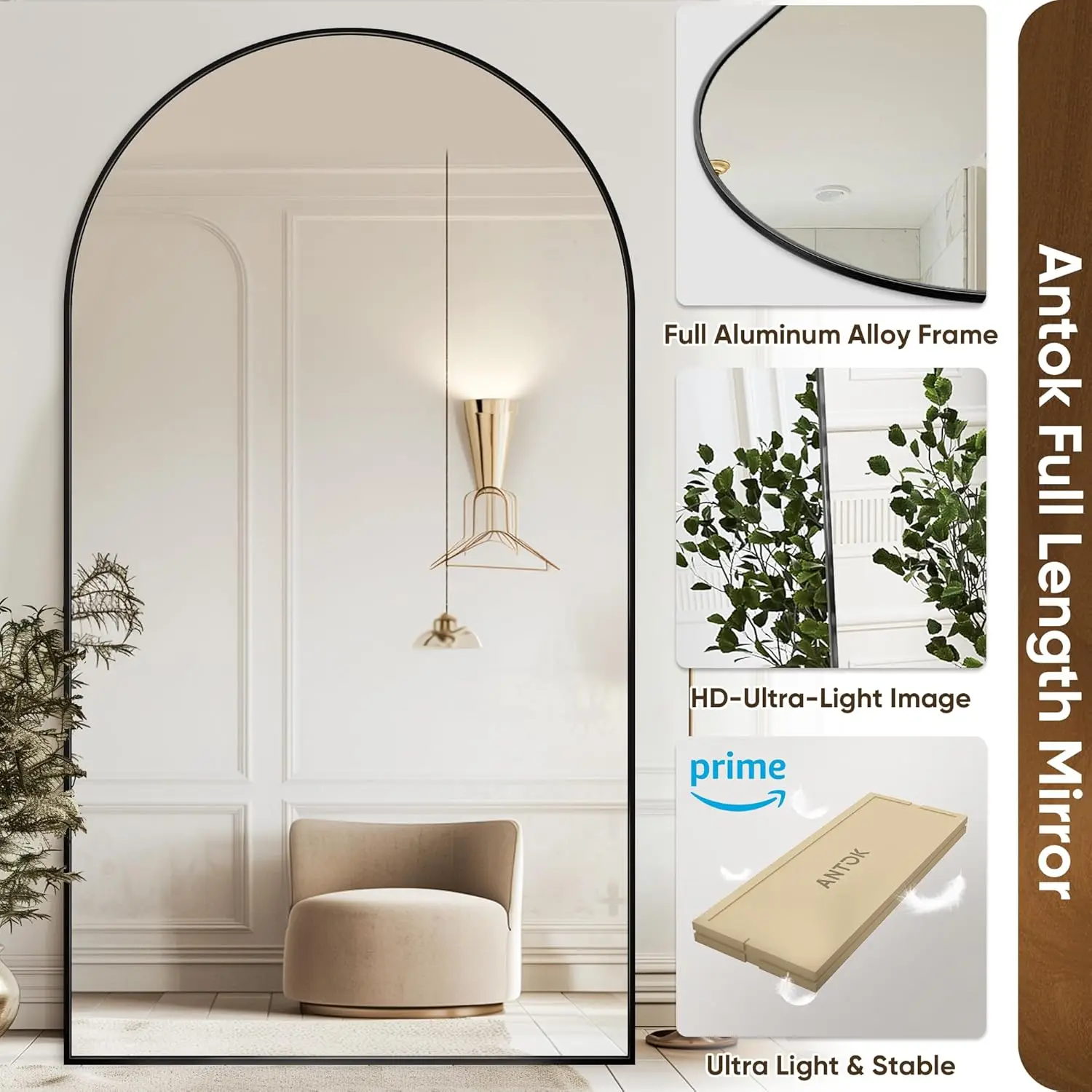 Full Length Mirror, 81""X41"" Oversized Floor Mirror Freestanding, Full Body Mirror Floor Standing Mirrors With Stand, Hanging