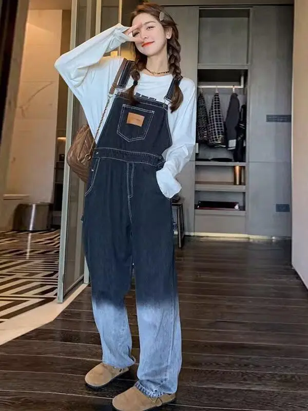 

Джинсовые комбинезоны для похудения, женские большие размеры, весна-осень, новые модные комбинезоны с нагрудником для полных сестер