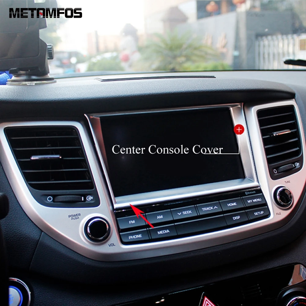 Center Console GPS Navigation Frame Cover Trim For Hyundai Tucson 2015 2016 2017 2018 Carbon Fiber Sticker Interior Accessories