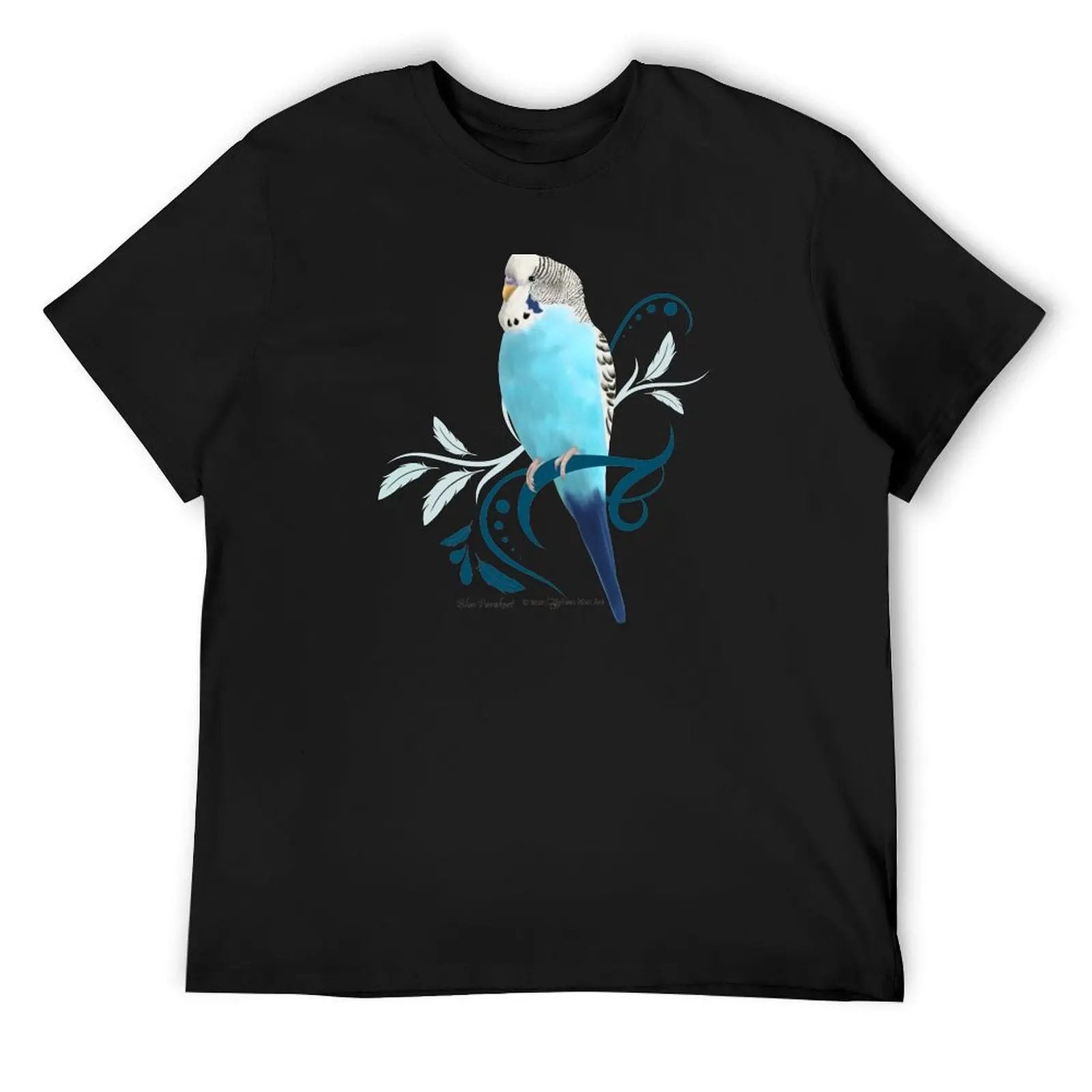 Blue Parakeet T-Shirt anime street wear vintage graphic tee oversized t shirts for men