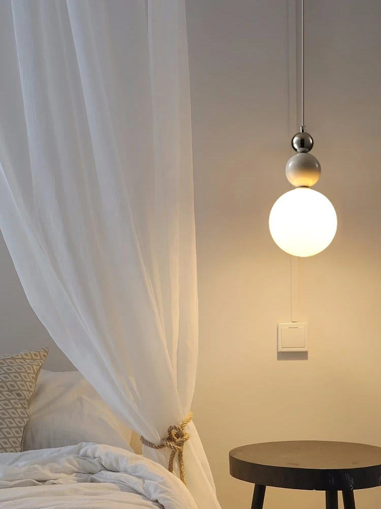 Nordic Bedroom Bedside Chandelier Modern Simple Master Bedroom Childrens Room Creative Gourd Design Sense Cream Wind Chandelier