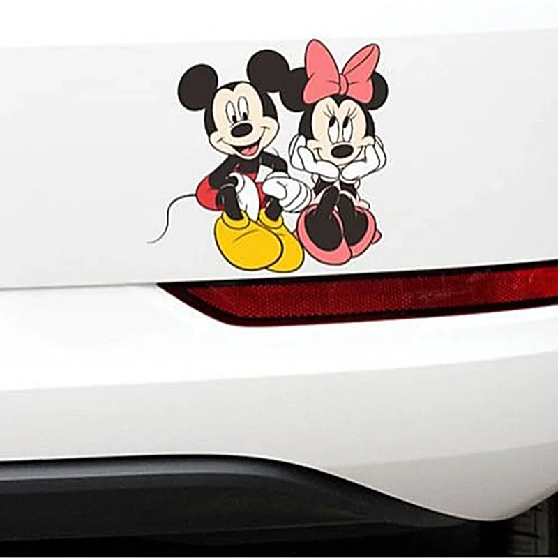 Disney Mickey Car Stickers Anime Automobile Sticker Side Door Scratch Stickers Block Car Tail Cartoon Car Accessories Decorative