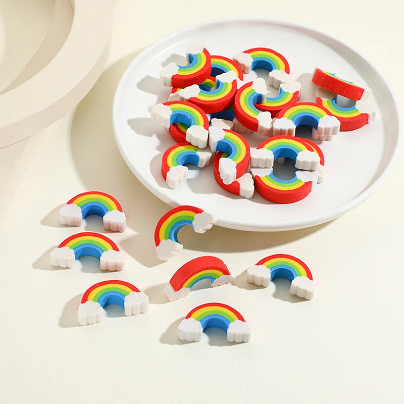 10Pcs Creative Kawaii Rainbow Bridge Erasers Pencil Rubber School Supplies Cute Cartoon Mini Rainbow Bridge Eraser Kids Gifts