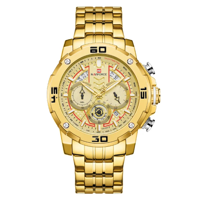 

Gold Wrist Watch for Men Multifunctional Steel Belt Watch Calendar Quartz Belt Watch Men Watches High Quality
