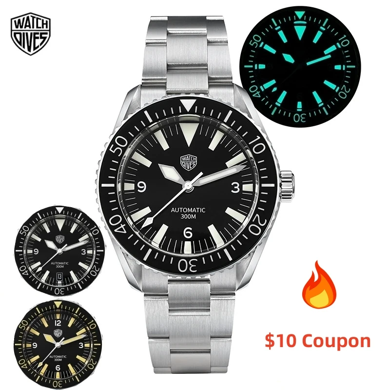 Watchdives WD1967 Sharkmaster 300 NH35 Automatic Movement Watch V2 sapphire Crystal 316L Luminous 300m Waterproof Wristwatch