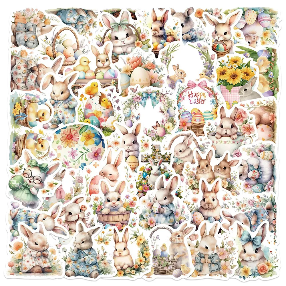 

10/30/50pcs Cute Easter Rabbit Egg Cartoon Stickers DIY Skateboard Scrapbook Suitcase Phone Car Waterproof Kawaii Kid Decals Toy