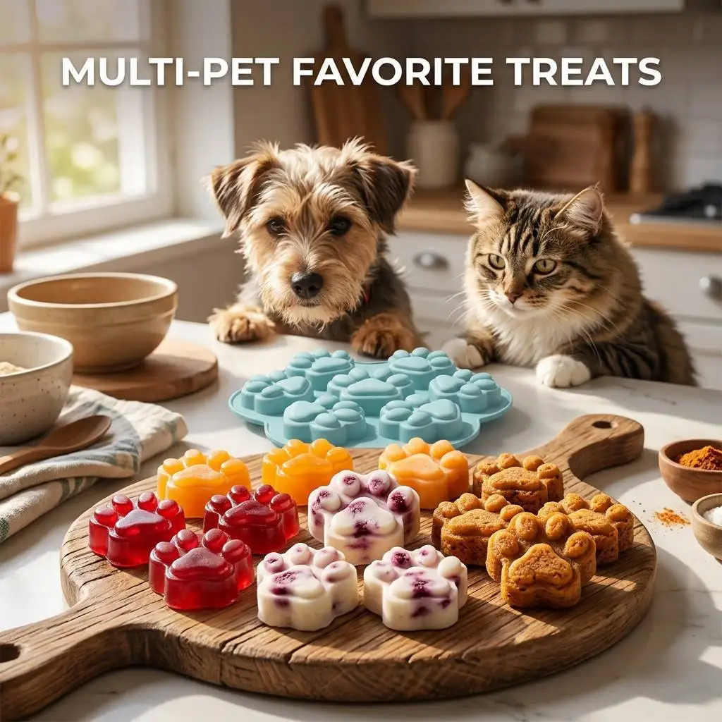 7-Cavity Paw Silicone Ice Cube Tray Chocolate Candy Dog Treat Molds Mini Cake Baking Pan DIY Jelly Pudding Mold Kitchen Gadgets