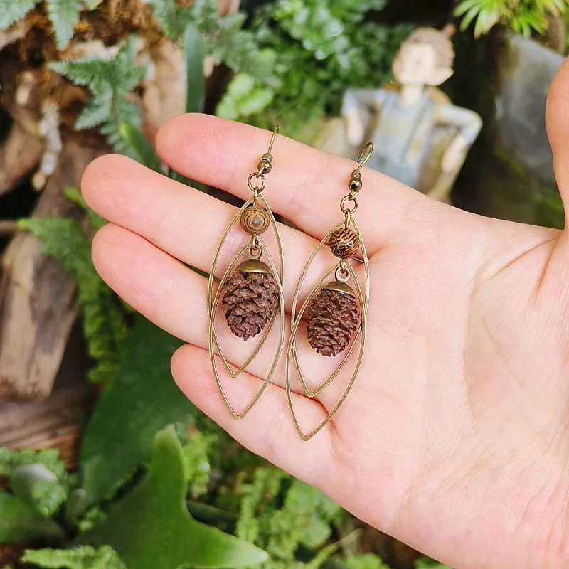 Vintage Plant Drop Earrings Creative Natural Plant Boho Earring Unique Natural Acorn Earrings Jewelry Wholesale Custom Packaging