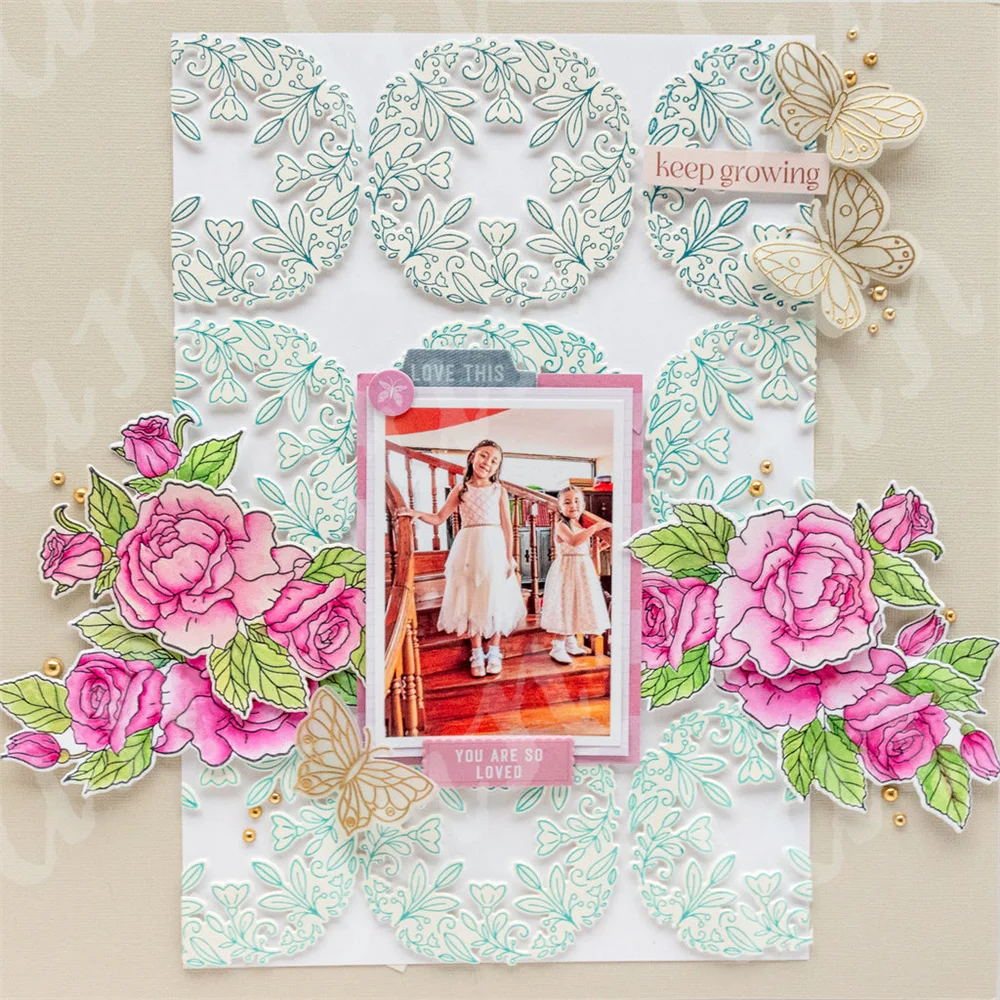 Deco Sentiment Backdrop Frame Metal Cutting-Dies New Arrivals 2023 Embossing Floral Shaped-Hot-Foil Plates Set DIY Scrapbooking