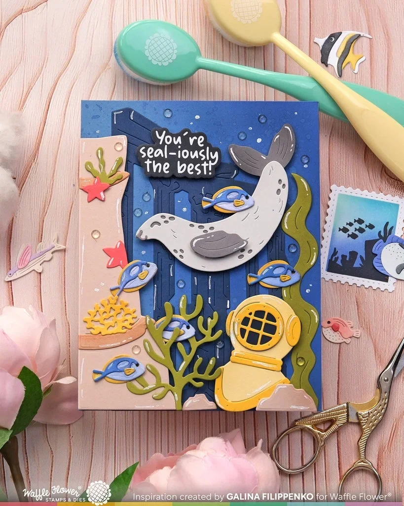 May 2026 New Submarine Summer Sea Creatures Metal Cutting Dies Clear Stamps Stencil For DIY Greeting Card Scrapbook Decoration
