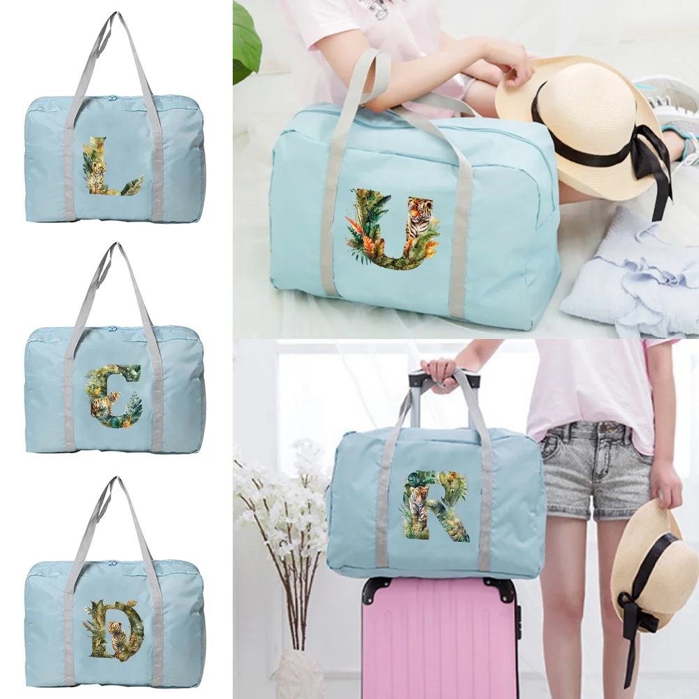 

New Trendy Jungle Tiger Letter Print Pattern Outdoor Handheld Travel Bag Multi Functional Simple Portable Reusable Storage Bag