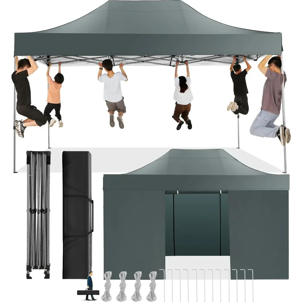 

10x15 Pop Up Canopy with 4 Sidewall,Heavy Duty Canopy UPF 50+ All Season Wind Waterproof Commercial Outdoor Wedding Party Tents