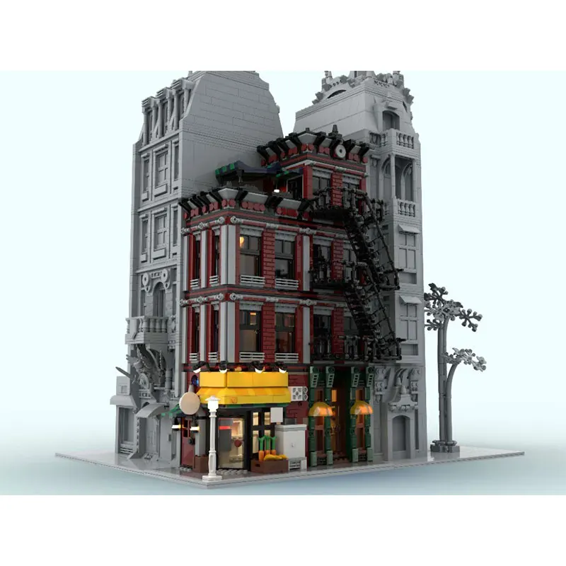 MOC Building Block Grocery & Vinyl Shop (NYC Corner) Street Anime Architecture Model Brick Particle Creative Gifts Model Gifts