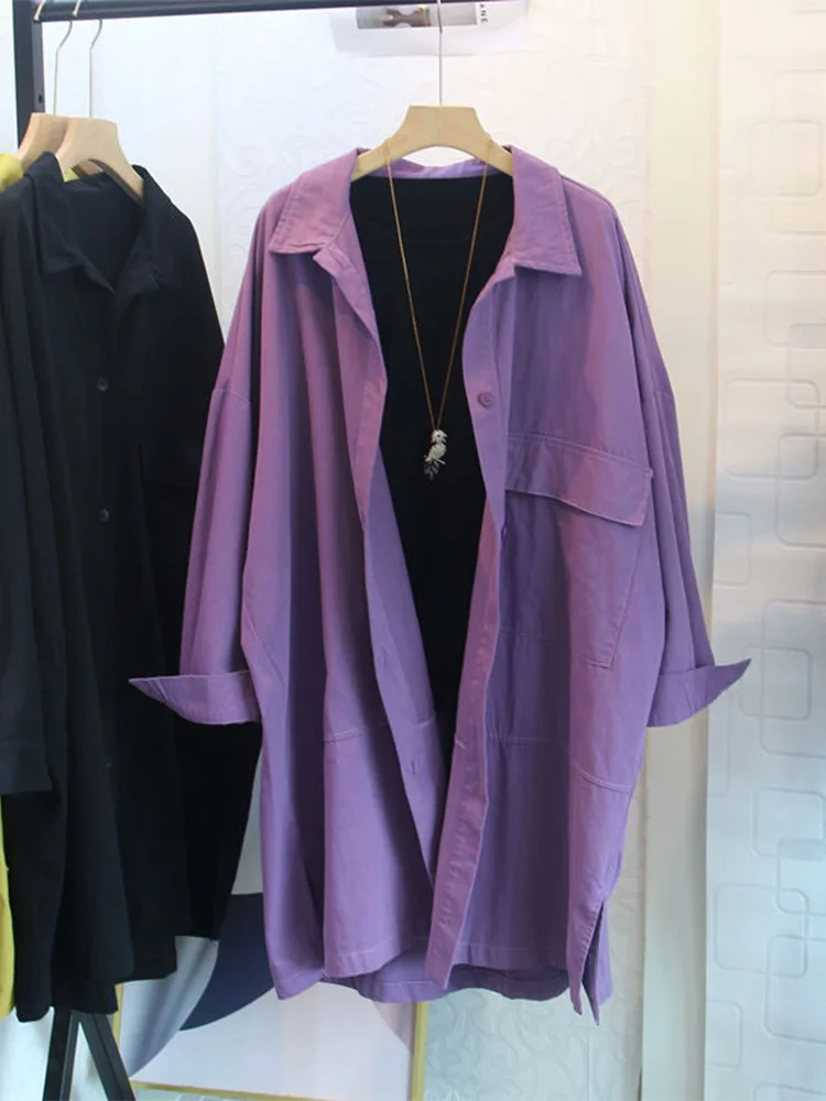 

Dongda Gate Women's Long Sve Cotton Linen irt Top Mid-Length Linen Jaet Collar Button Detail Artistic Commute Sle