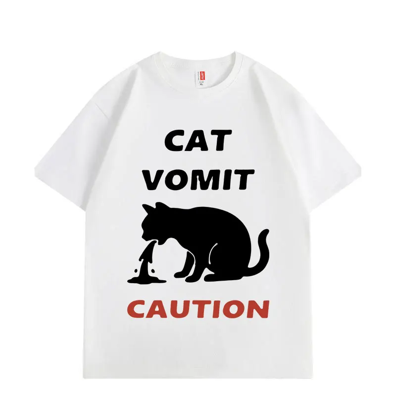 

Cat Vomit Wet Floor Funny T Shirt Men Women Clothing High Street Fashion Trend T-shirt Summer Casual Loose Short Sleeve T-shirts