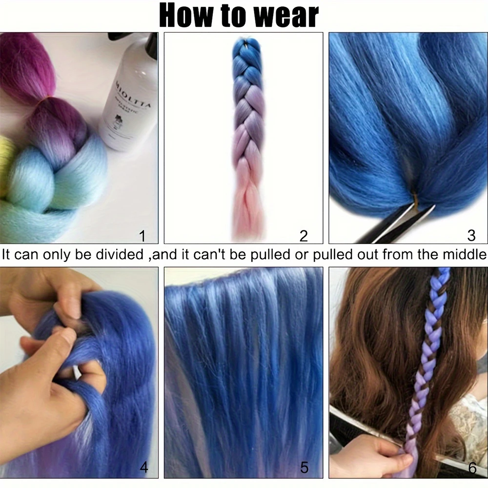 3PCS Jumbo Braiding braids Hair Extensions Synthetic Crochet wigs Rainbow Extension braided DIY Christmas party Girls Dress hair