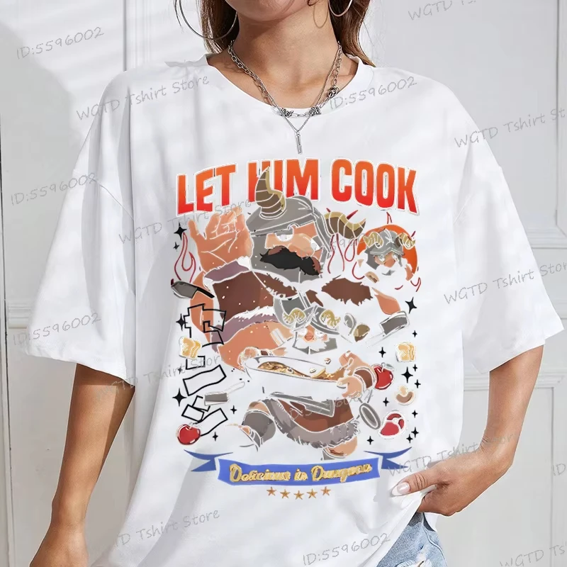 

2025 High-quality classic anime and cartoon T-shirts for men and women, delicious dungeon printed cotton casual top gifts